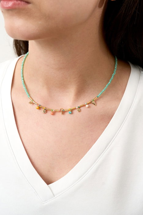 Heliophilia Silver Collar de Metal Multicolor con Acabado Lacado